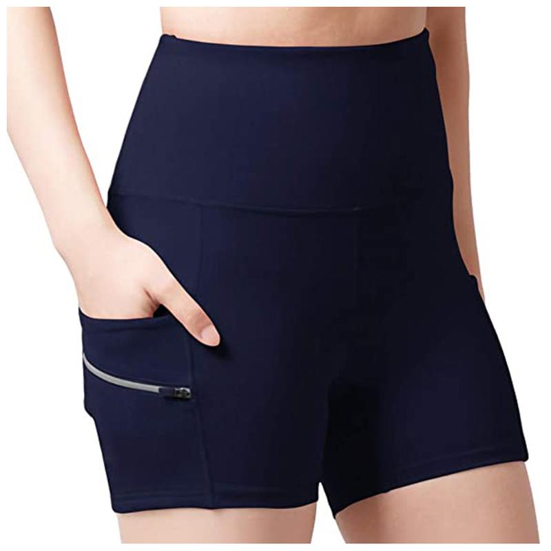 

Women' Pure Double PockeHigh Waist Hip Stretch Running Yoga Shorts Sports Yoga Shorts Fitness Leggings Short Flat Belly, Black