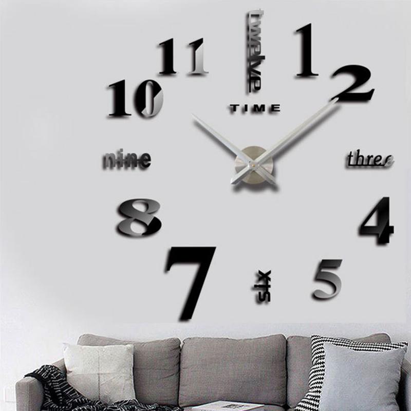 

Black 3D Frameless Wall Clock Stickers DIY Wall Decoration for Living Room Bedroom,Home Decoration Sticker Clock
