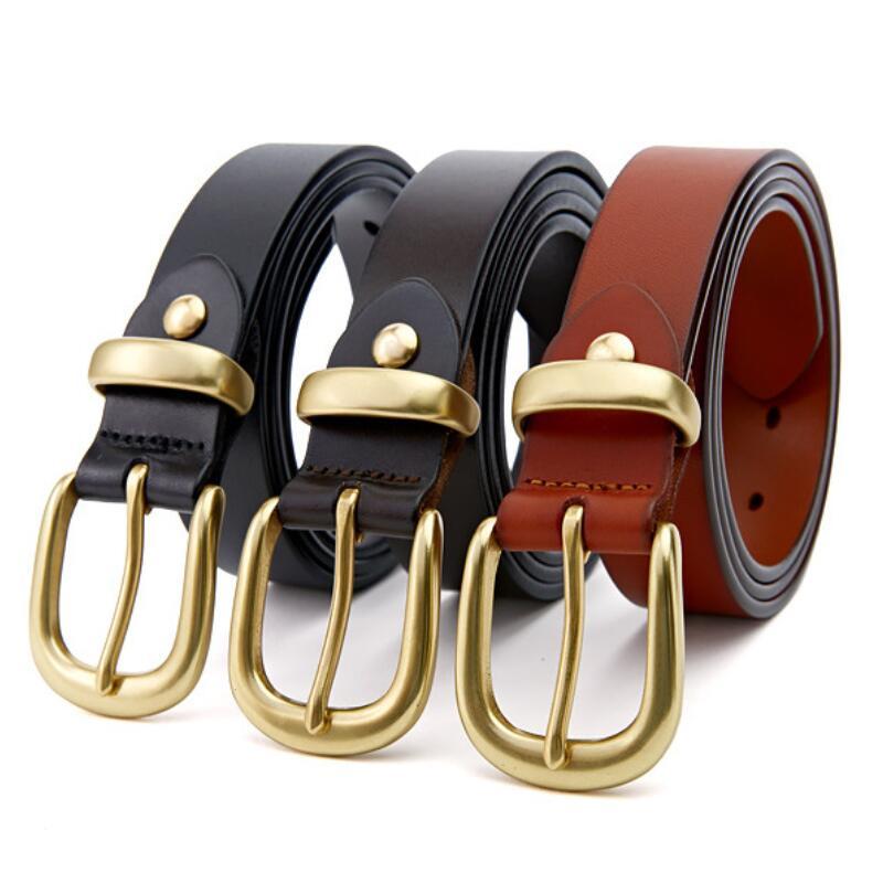 

Belts Ladies Leather Belt Leisure Alloy Pin Buckle Fashion Personality Brand Waistband Cow Skin Fine Style Women Jeans, Black;brown
