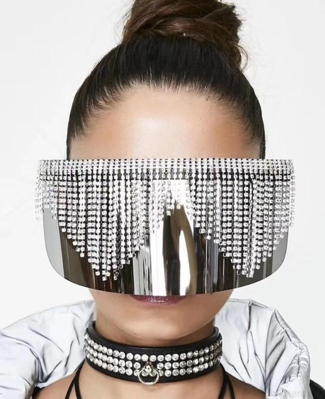 

Luxury Fashion Rhinestone Oversized Mirror Sunglasses For Women Men 2020 Large Frame Mask Diamond Bling Silver Glasses Shade