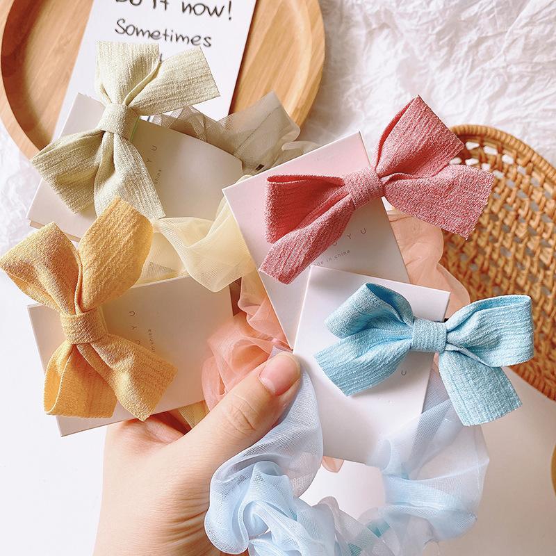 

2 Pcs New Children Simple Beautiful Colorful Yarn Rubber Band Hair Rope Sweet Girl Baby Fashion Fabric Bow Hairpins Headwear1
