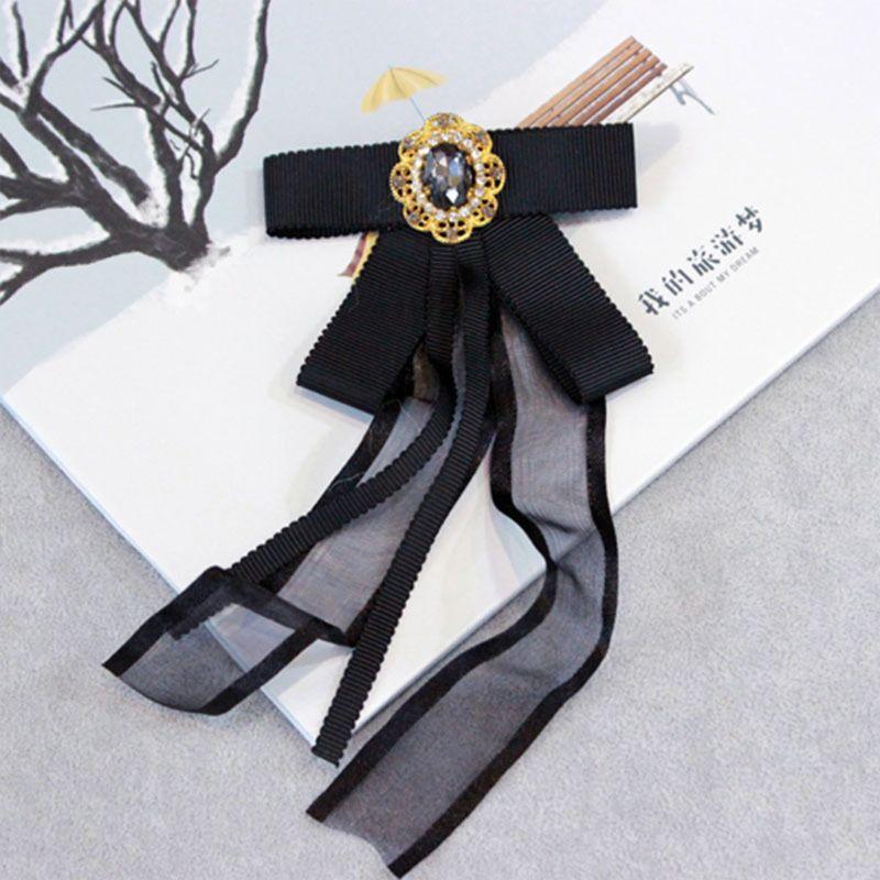 

Womens Retro Lace Ribbon Bowknot Brooch Alloy Bee Imtation Crystal Collar Needle Pin Wedding Party Pre-Tied Neck Tie
