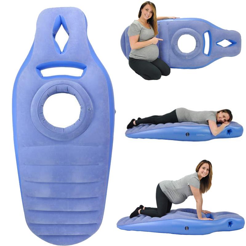 

Yoga Mat for Pregnant Women Comfortable Flocking PVC Inflatable Mattress with Hole Exercise Home Sports Gym Fitness Pilates Pads, Blue