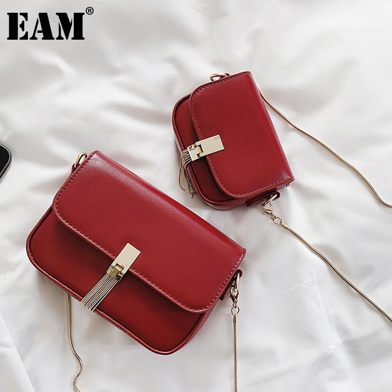 

[EAM] Women Summer New Mini Chains Tassel PU Leather Flap Personality All-match Crossbody Shoulder Bag Fashion Tide 2021 18A1692, Black small