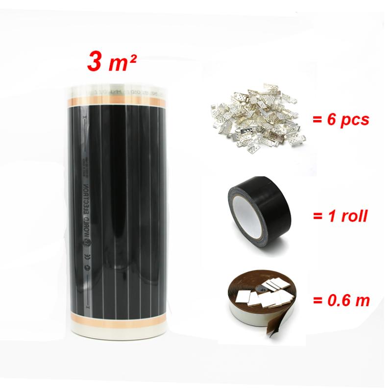 

3 Square Meters Good to Heatlth, Underfloor Confortable Warm House Heating Film with Accessories