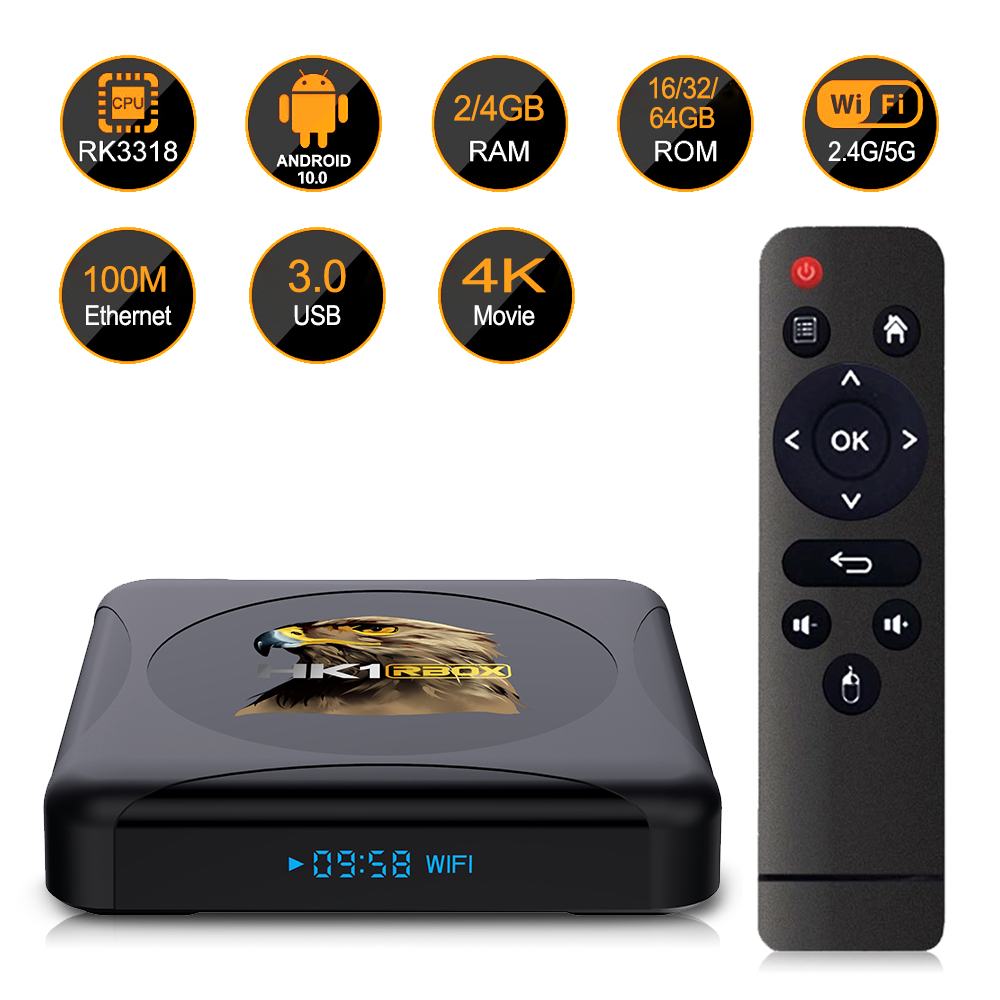 

HK1 RBOX R1 mini TV Box Android 10 4G 64GB Rockchip RK3318 1080p 4K Y0utubi Media player