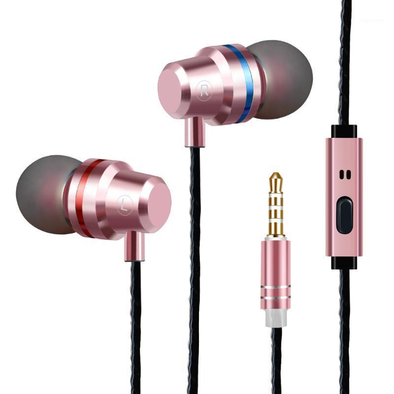 

Wired Earphones 3.5mm Bass Stereo Noise Cancelling In-ear Earbuds Headphones with Mic Sport Music Headsets1, Pink