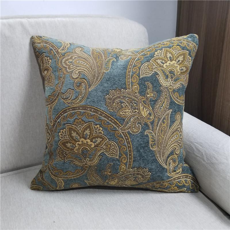 

Classic European Paisley Brick Red Blue Chenille Woven Jacquard Decorative Pillow Case Sofa Chair Cushion Cover 45x45cm 1pc/lot, Blue green