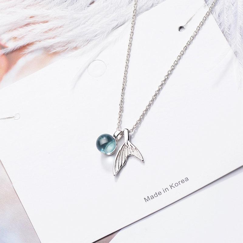 

Chains Blue Crystal Mermaid Necklace Creative For Women Fashion 1PC Pendant Jewelry