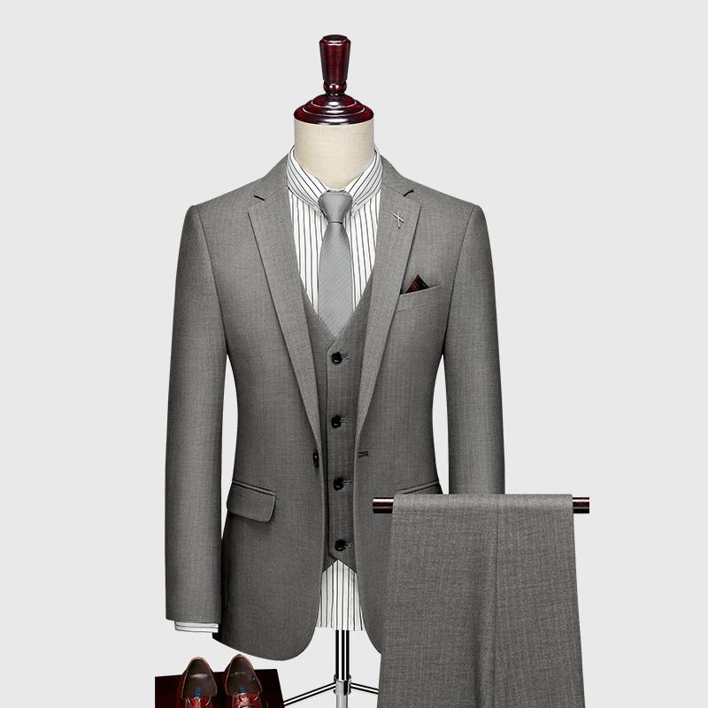 

Brown Gray Men Blazer Slim Fit Casual Blazers Groomsmen Suits Wedding Dress 2 Pcs Fashion Mannen Pak Broek Mens Suit BE50XF, Suit and pants