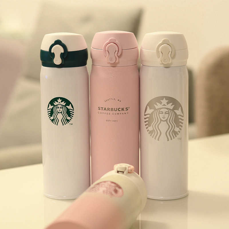 Starbucks chef joint stainless steel thermos cup accompanying cup 500ml Classic Cherry Blossom couple coffee cup-image-755368048