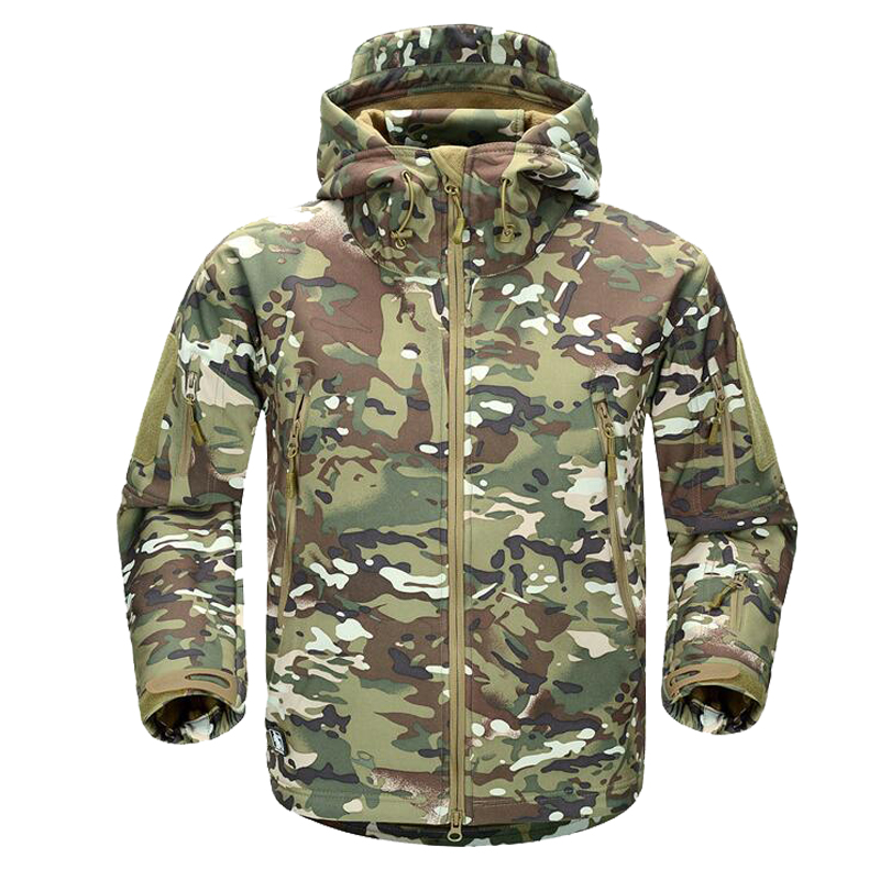 

2018 Men' Winter Military Camouflage Fleece Jacket Army Tactical Jacket Coat Male Camouflage Waterproof Windbreakers, Sand sanke