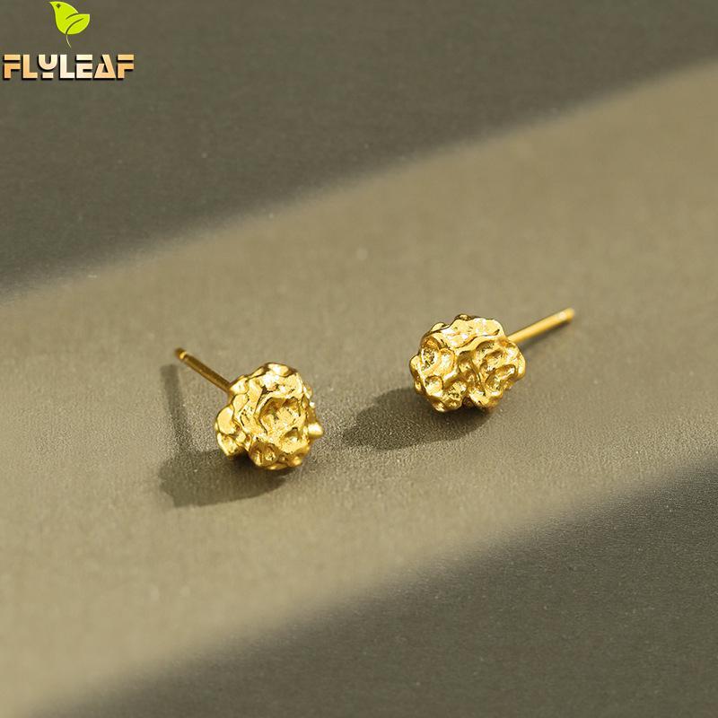 

Stud 925 Sterling Silver Bumpy Ball Earrings For Women 18k Gold INS Girl Student Fine Jewelry Flyleaf