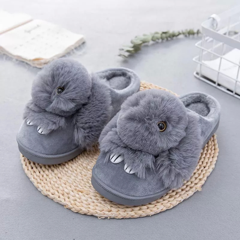 

Plush rabbit cotton slippers Home slippers women shoes winter slipppers plush indoor ladies shoes casual woman #HB3C, Gray