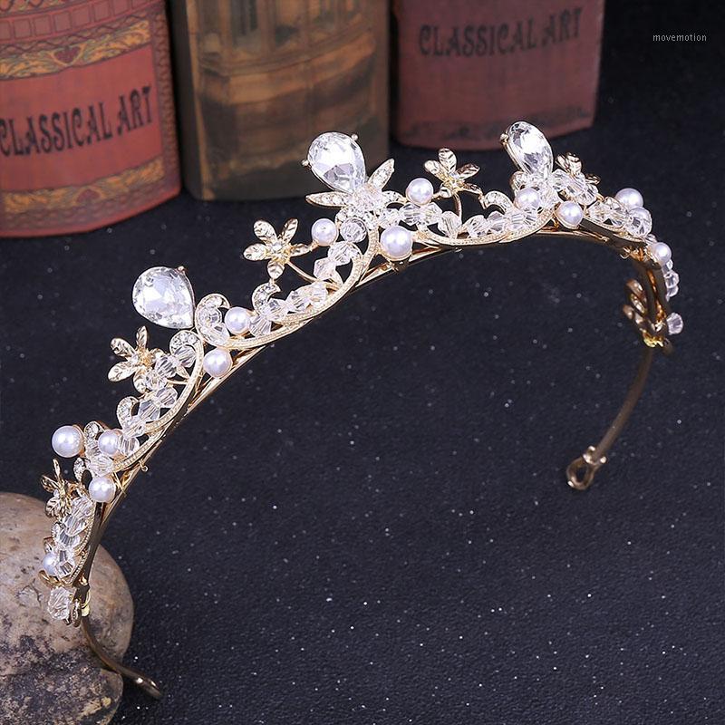 

FORSEVEN Women Wedding Hair Accessories Crystal Tiaras and Crowns Pearl Rhinestone Diadem Headpiece Bridal Hair Jewelry JL1