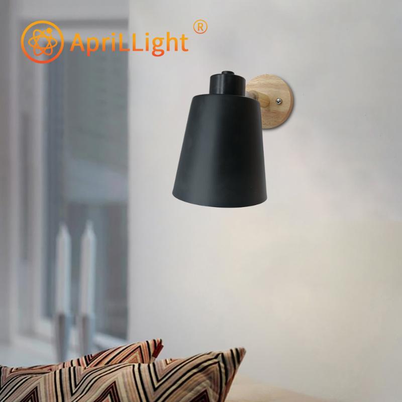 

wooden wall lights bedside wall lamp sconce modern light for bedroom Nordic macaroon 6 color steering head E27 85-285V