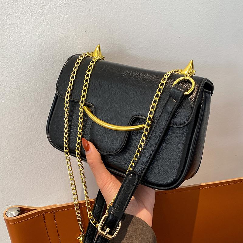 

Vintage Small PU Leather Crossbody Flap Bags Brand Fashion New Quality Women's 2021 Luxury Chain Shoulder Handbag and Purses, Black