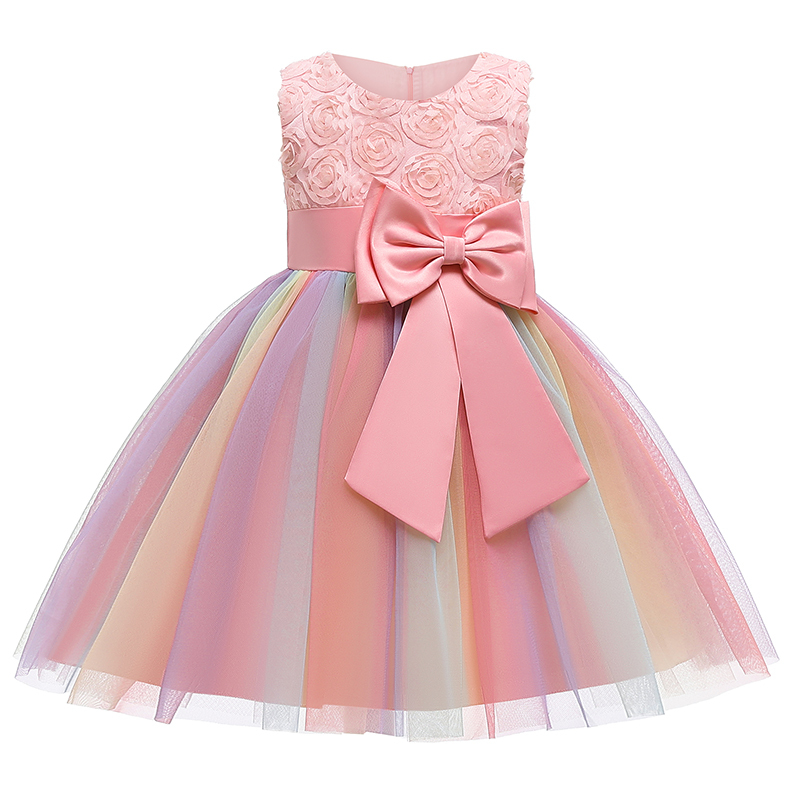 

Baby Girls Christmas Dress Lace Tutu Rainbow Princess Dress Kids Dresses For Girls Birthday Party Children Clothing 2 3 10 Years Q0113, Red;yellow