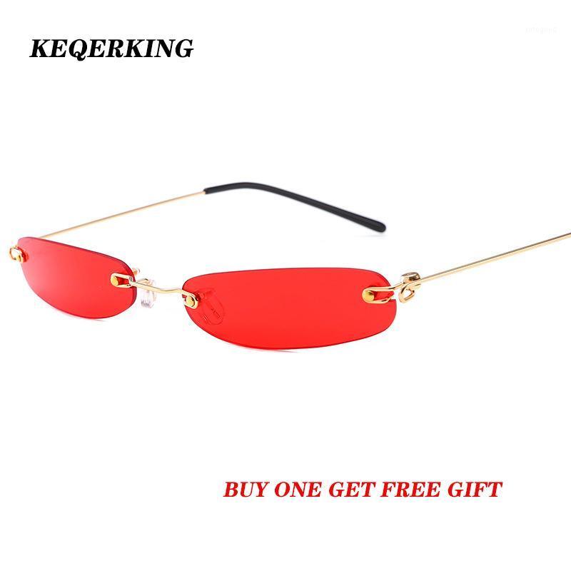 

Sunglasses 2021 Ladies Clear Lens Small Narrow Vintage Rimless Rectangle Womens Mens Red Shades Metal Frame Eyewear1