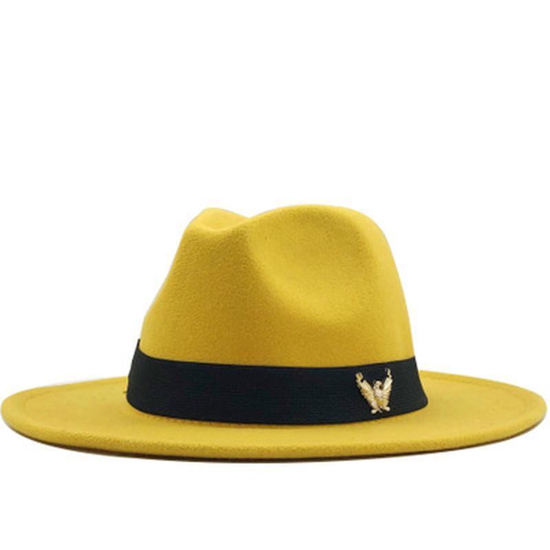 

fedora hats men women wide brim with band belt letter winter hats women yellow red black formal dress casual outdoor felted