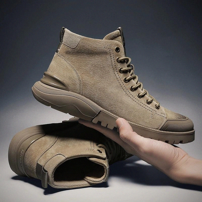 

cow suede Leather ankle boots Men Casual Shoes British Stylelace up Botas Hombre Comfy Work boots Men Fashion Walking Shoes #Vw6z