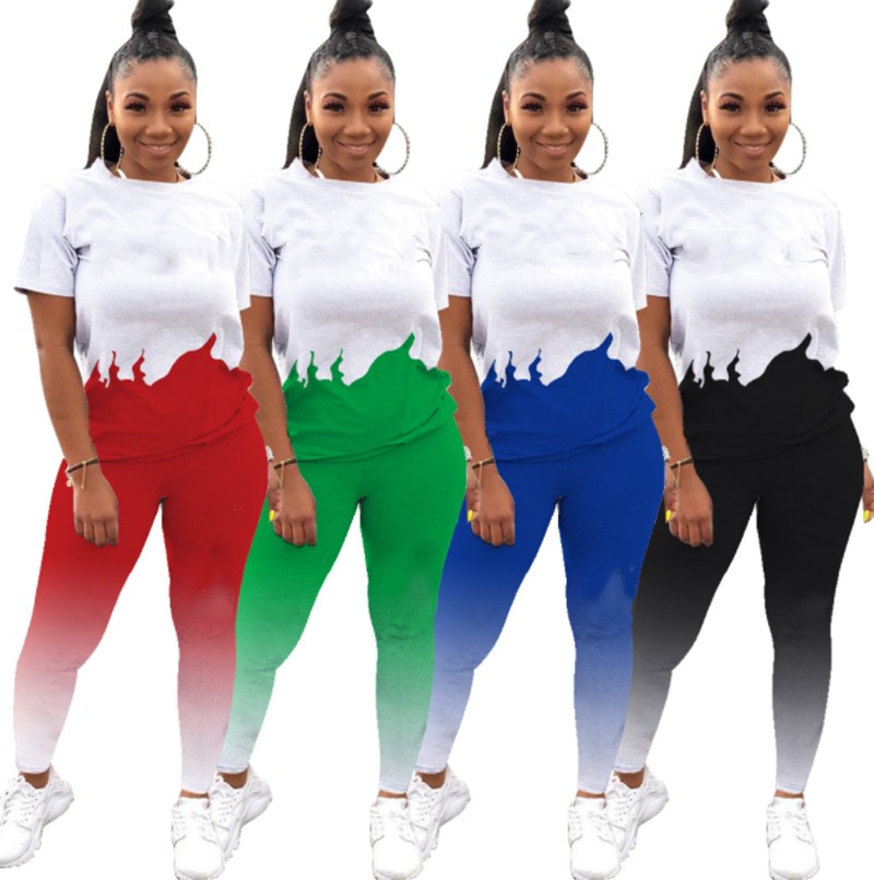 

Women plus size fall casual clothing 2 piece sets sports suit t shirt pants S-3XL sweatsuit leggings bigger size pullover capris 4466, Mix colors