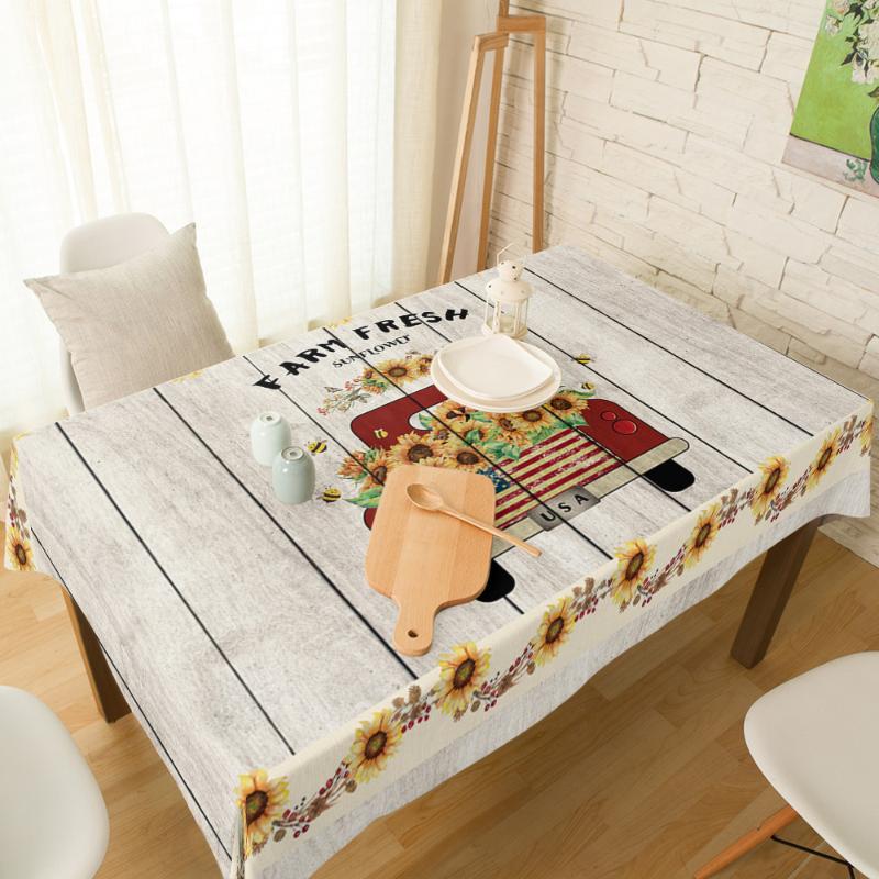 

Vintage Truck Sunflowers Farm Retro Table Cloth Dining Chair Cover Kitchen Tablecloth Modern Home Decor Manteles Table Cover, As pic