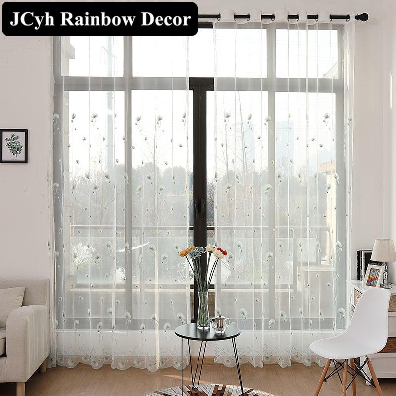 

Modern Blinds Embroidery Tulle Curtains For Living Room Bedroom Pure White Sheer Curtains Window Luxury Organza Foam Treatment