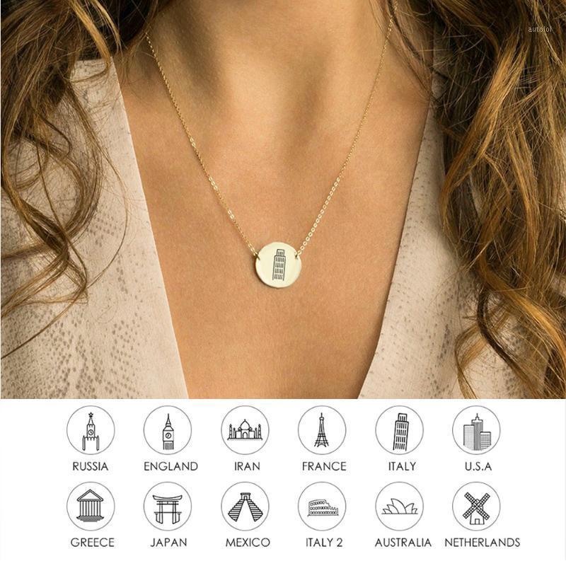 

JUJIE 15mm Travel Memorial Necklace Stainless Steel Necklace For women custom made Jewelry Friend Gifts1