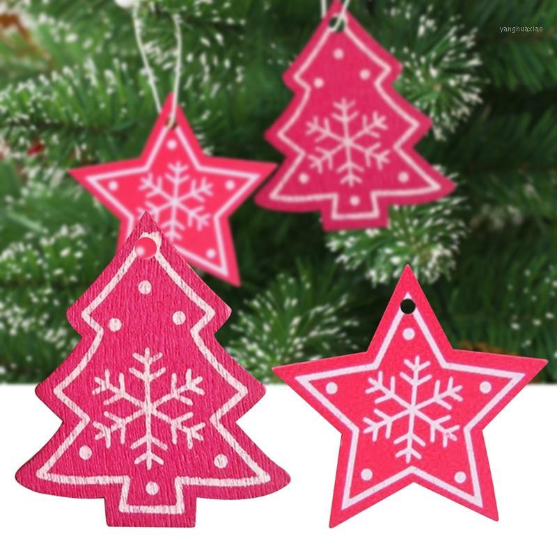 

Christmas Decorations ABFY-12pcs Party Supplies DIY Gifts Tree Decoration Wooden Ornaments Xmas Hanging Star & Tree1