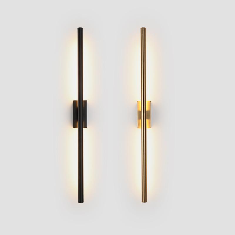 

Modern simple linear tube LED up down background opposite wall light LED bedside foyer corridor black gold sconce WF1016