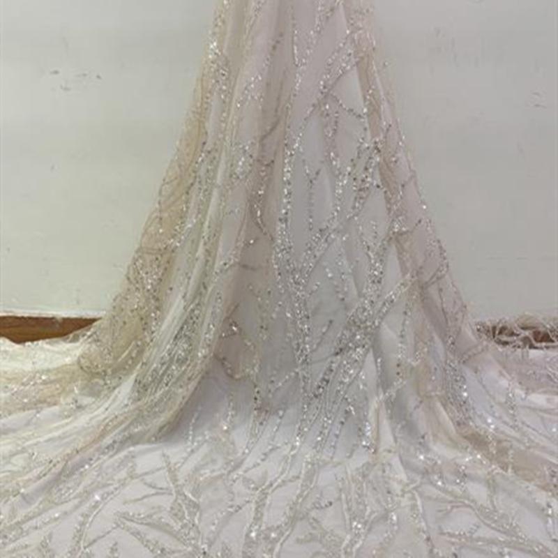 

2020 New Design African French Lace Fabric With Sequins High Quality Nigerian Tulle Lace Fabric Bridal For Garment