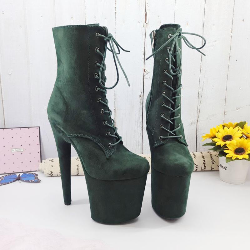 

Leecabe DarkGreen 20CM/8inches Pole dancing High Heel platform closed toe Pole Dance booties1, Same as picture
