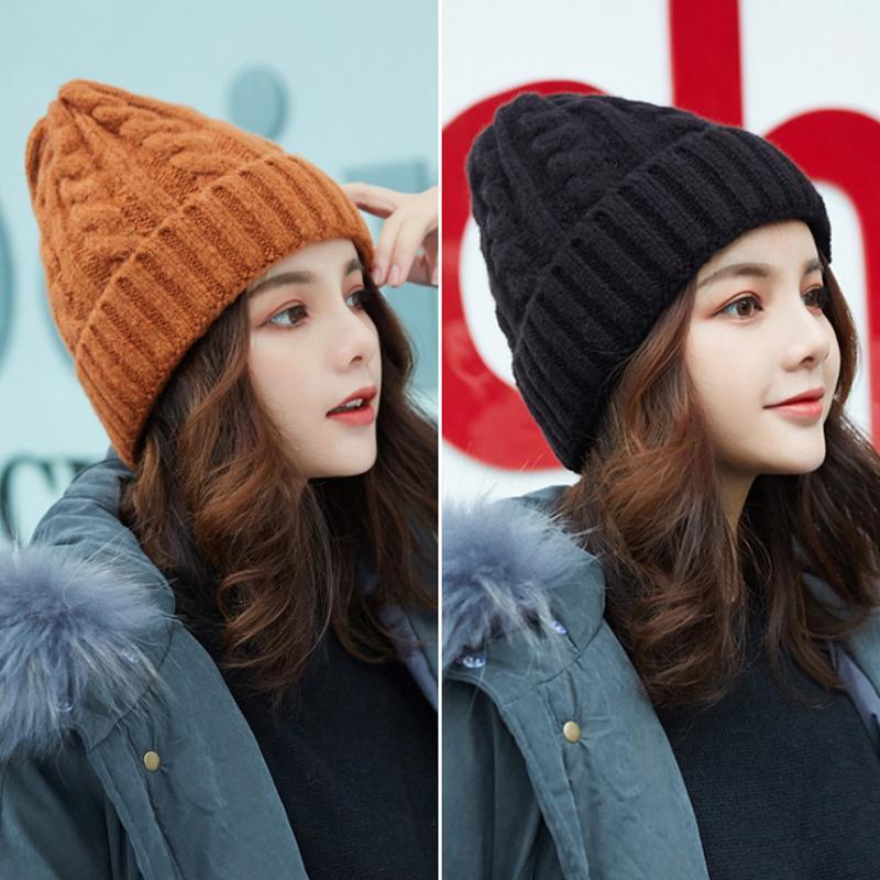 

Beanies Women 2020 New Solid Knitted Warm Soft Trendy Hats Simple Korean Style Womens Wool Casual Caps Elegant All-match Beanie1