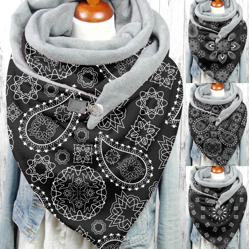 

Scarves Fashion Winter Women Black Paisley Print Solid Color Shawls Button Soft Wrap Cycling Motocycle Neckchief Casual Warm Scarves1