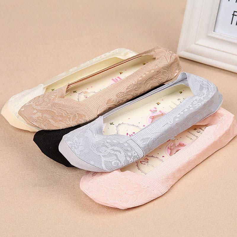 

1 pair Low Cut Ballet Ankle Boat Elastic Female Liner Antiskid Spring Comfy Womens Socks Summer Cotton Lace Invisible Socks