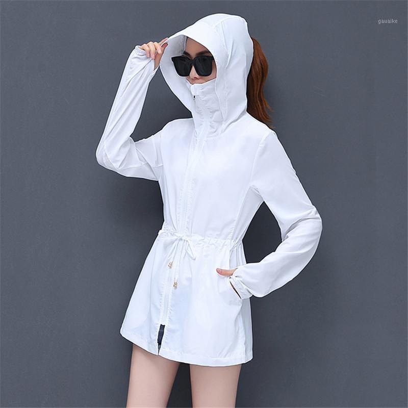 

Jacket Women White -4XL Plus Size Riding Sunscreen Coat 2019 New Summer Korean Ultra-thin UV Protection Clothing Feminina LD9211, Mid-gray