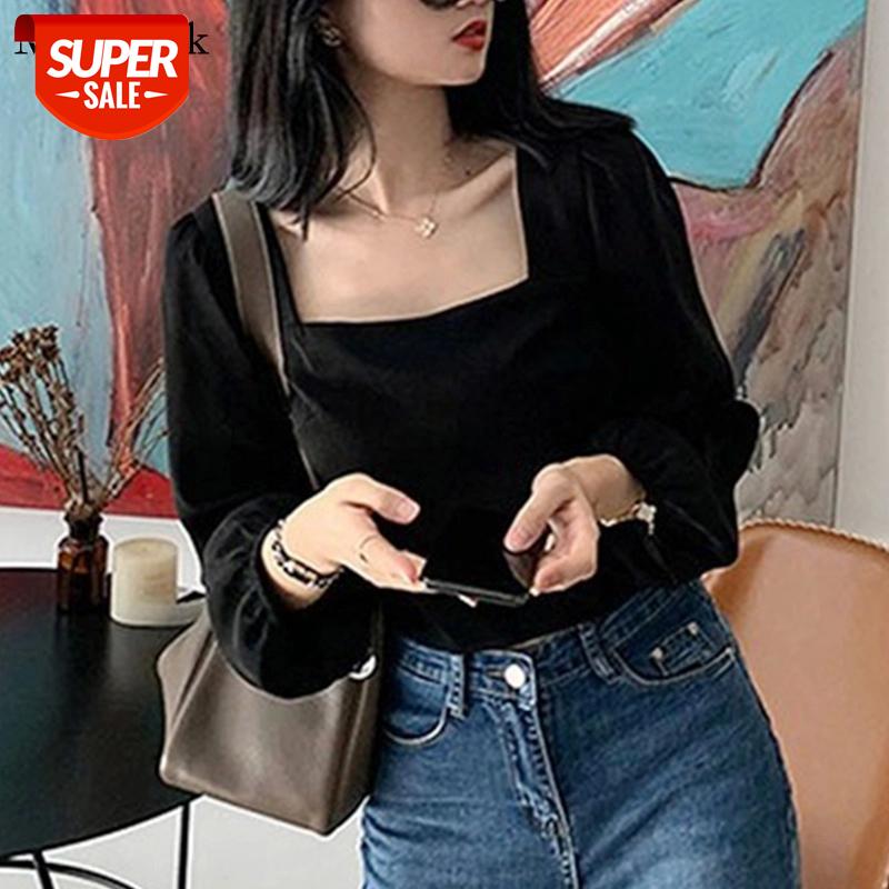 

Autumn Vintage Long Sleeve Shirts For Women Square Collar Short Sexy Corset Top Blouse Femme Casual Tops Women 2021 New 12455 #Dg2V, White