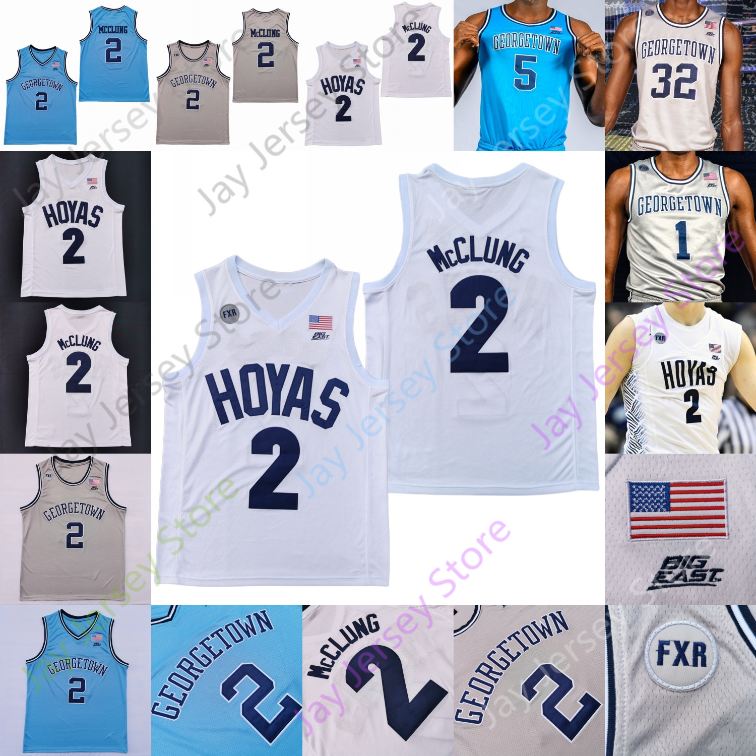 

Custom Georgetown Hoyas Basketball Jersey NCAA College Omer Yurtseven James Akinjo Mac McClung Jamorko Pickett Josh LeBlanc Jagan Mosely, White
