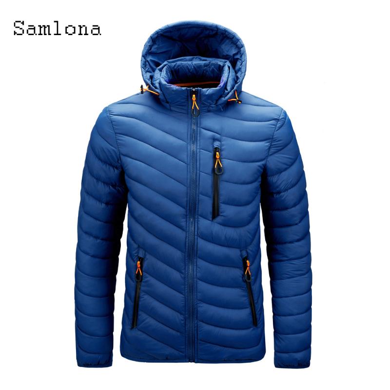 

Samlona 2021 Hooded Tops Cotton Parkas Coat Autumn Kpop Minimalist Plus Size Male Pleated Outerwear Winter Warm Jackets Mens 4XL, Burgundy