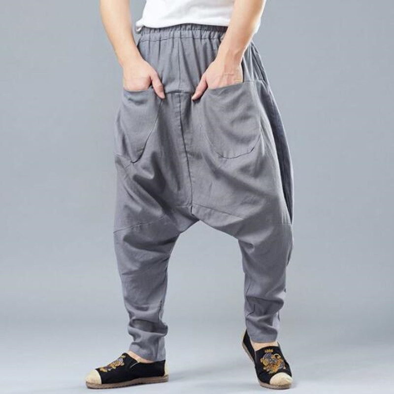 

2021 High Quality of Lines Baggy Hare Men in Hip Hop Boho Alibaba Cross-pants Desert Casual Male Linen Pants 1pet, Black