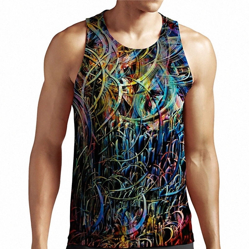 Men's Unisex Tank Top Undershirt Shirt 3D Print Graphic Prints Linear Plus Size Round Neck Casual Daily Print Sleeveless Tops Basic Designer