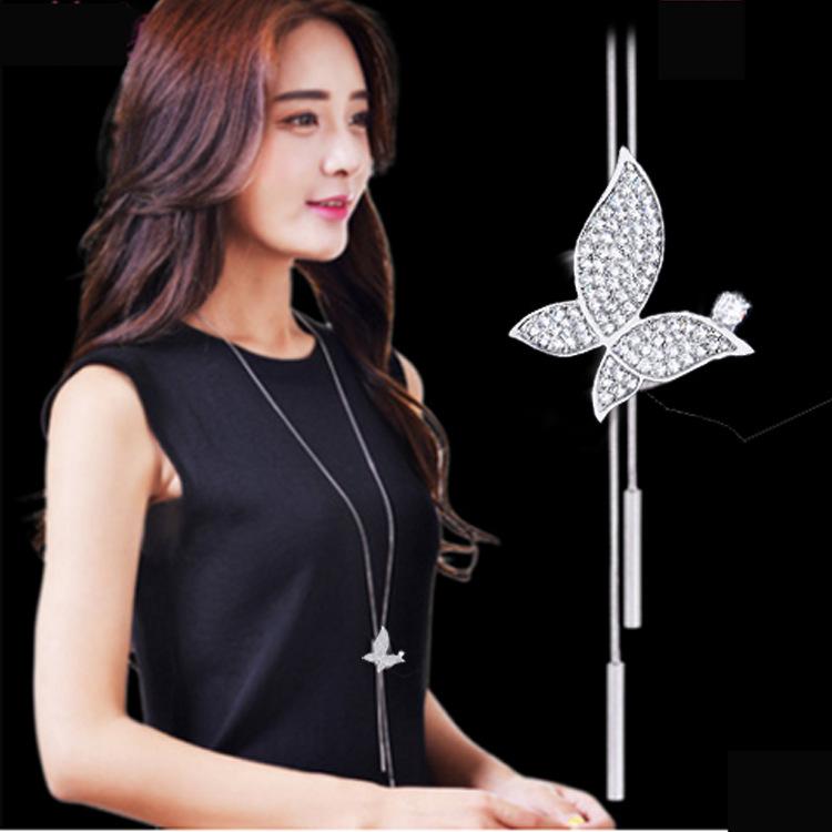 

Collier Femme Long Crystal Butterfly Necklaces & Pendants for Women Statement Necklace Maxi Colar Chain Fashion Jewelry