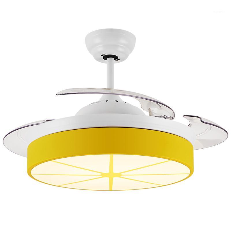 

High quality Nordic Modern Invisible Fan lights Acrylic Leaf Led Ceiling Fans 110v / 220v Wireless control ceiling fan light1