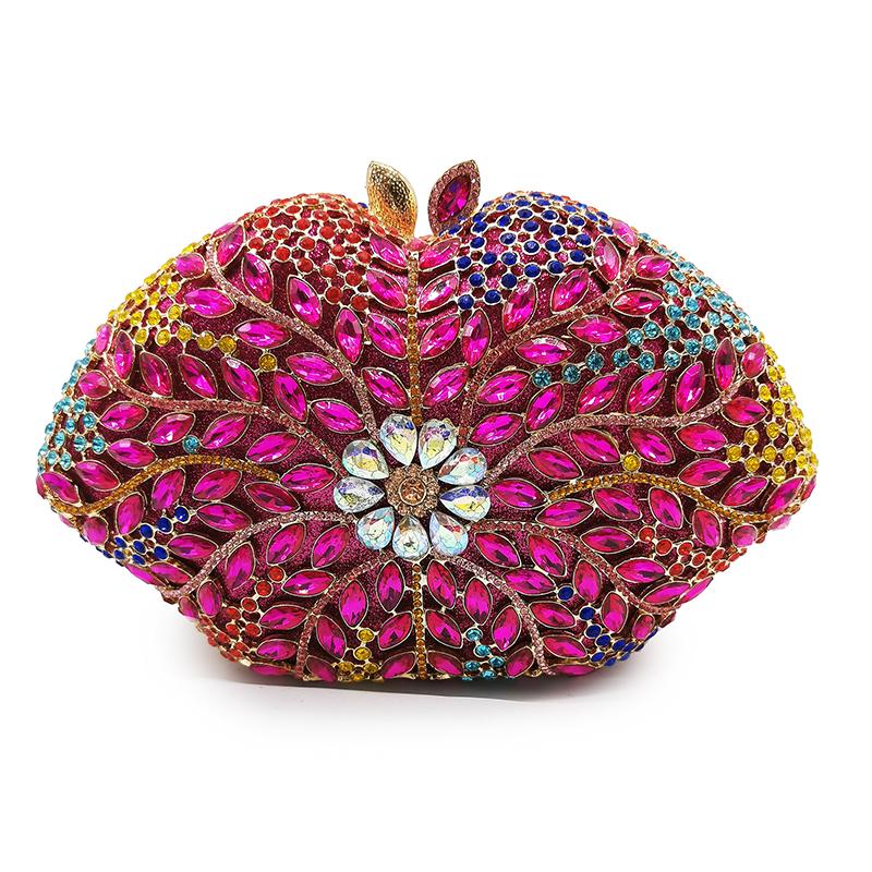 

Designer Blue/Red/Yellow Multicolored Gemstone Purse Best Designer Female Crystal Clutch Party Clutches Mini Prom, Gold