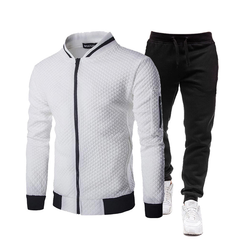 

Men Tracksuit 2 Pieces Mens Winter Jacket Casual Zipper Jackets Sportswear+Pants Sweatshirt Sports Suit Men Sets Clothing, Black