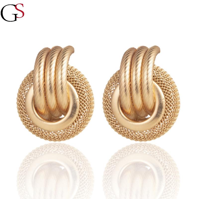 

Hoop & Huggie GS Multi-layer Metal Mesh Earrings Round Personality Female Latest Bohemia Brincos For Women Jewelry Accessories