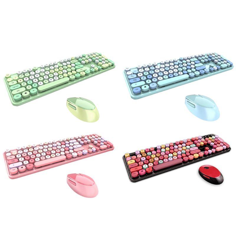

2.4Ghz Wireless Keyboard and Mouse Set Portable Universa Laptop Round Keycap Keyboard and Mice