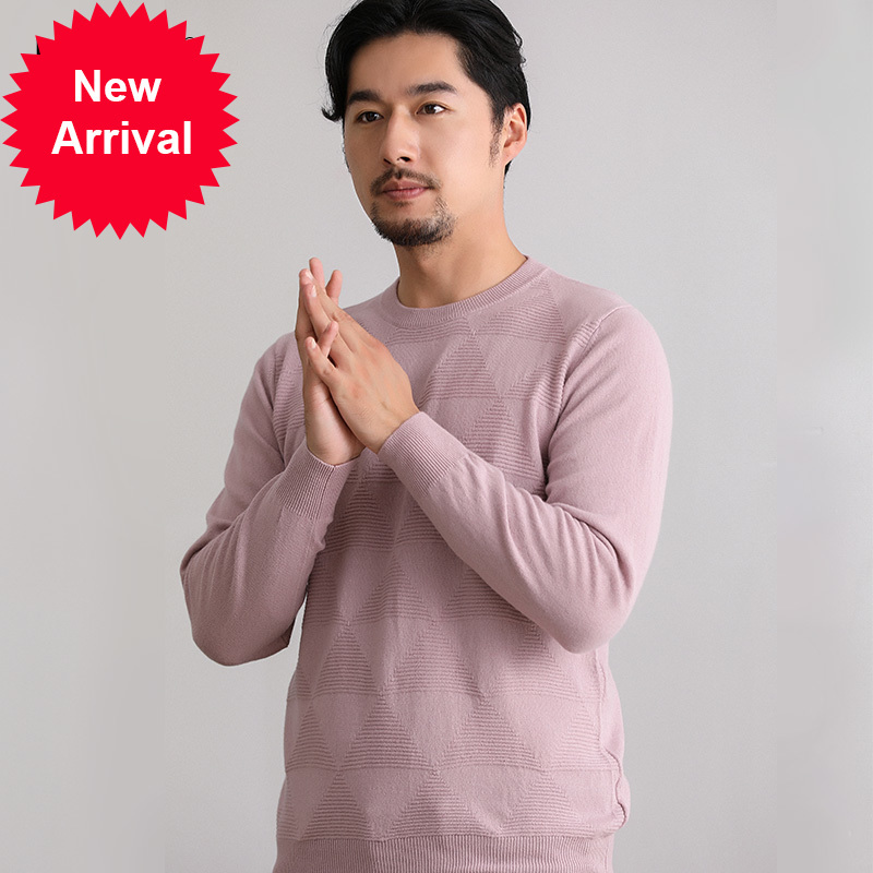 

2021 New Chic Men's Colours Around Neck 100% Real Merino Wool Pullover Triangle Pattern Shirt Shape Jumpers 9wiy, Red