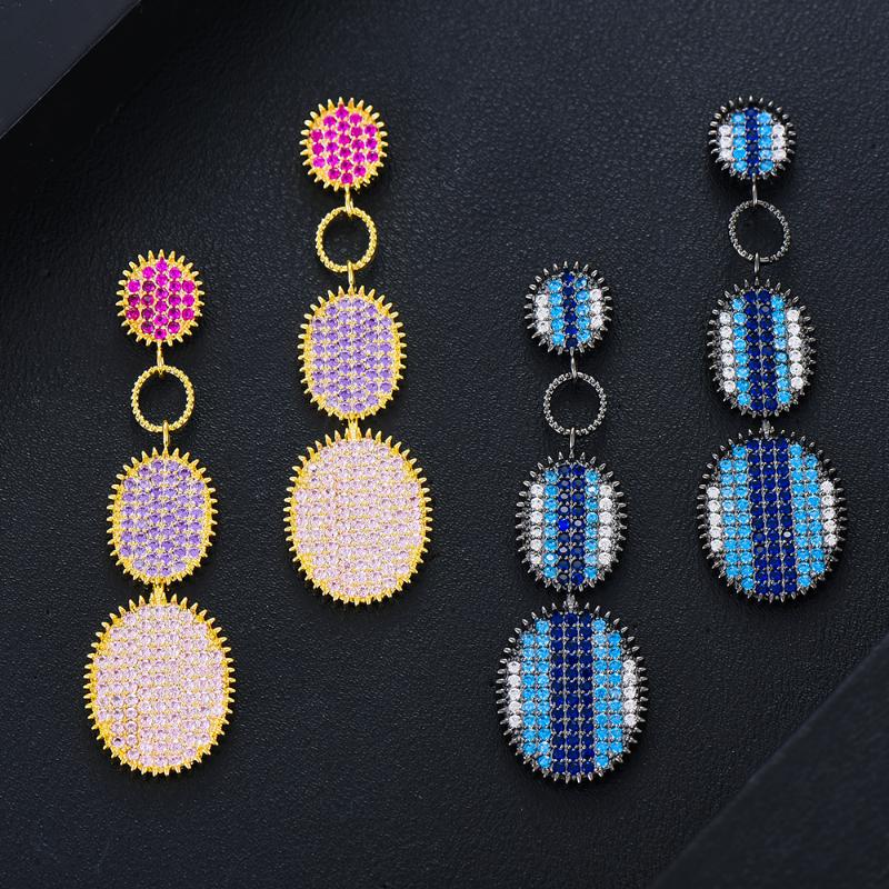 

GODKI Elegant Red Carpet OVAL Earrings For Women Wedding Cubic Zircon Dubai Bridal Earring boucle d'oreille 2021